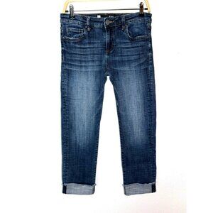 Kut From The Kloth Amy Crop Straight Leg Rolled Raw Hem Jeans Size 6